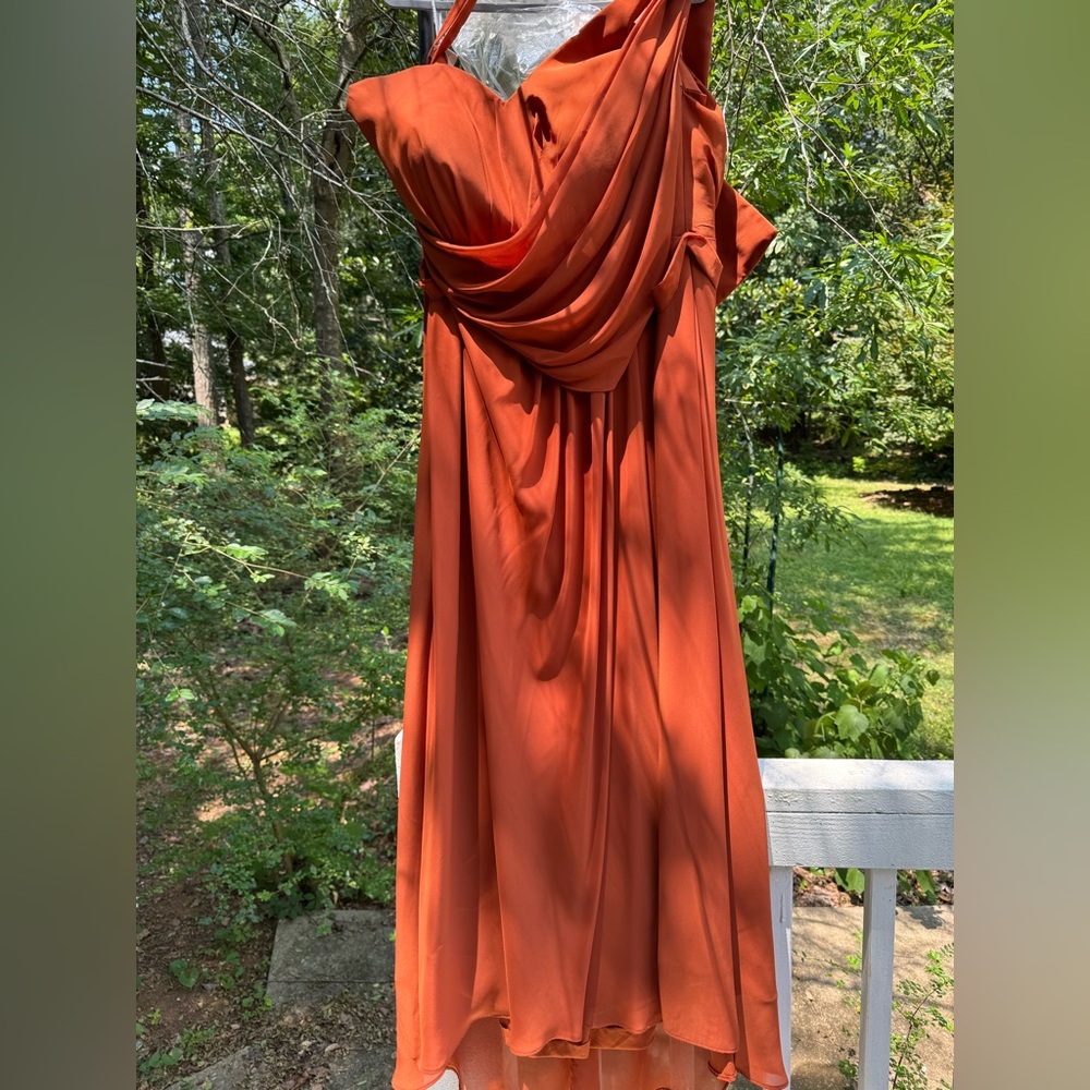 Elegant Orange Drape Dress